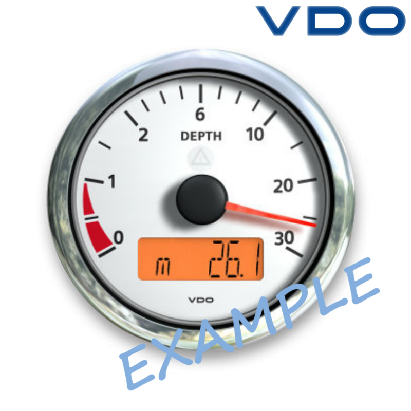 VDO Viewline Depth Echo Temp Sounder LCD Gauge 85mm 3" 30m White
