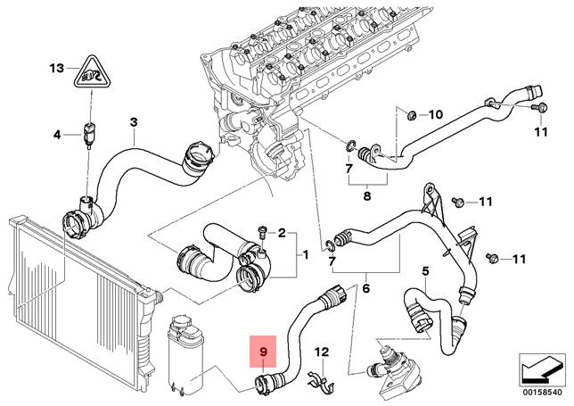 Genuine Bmw E53 Suv Cooling System Water Hose Oem 11537500735 Ebay