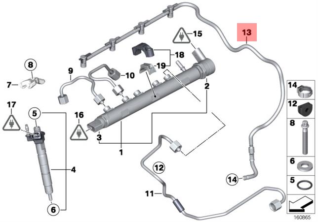 린 Genuine BMW E60N E61N E81 Fuel Injection Overflow Oil Line