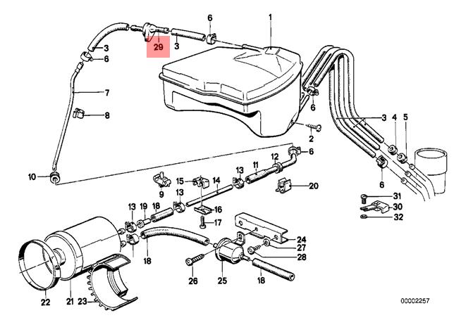 Genuine BMW E24 Coupe Fuel Evap Valve OEM 16131177389 bmw m6 fuse box 