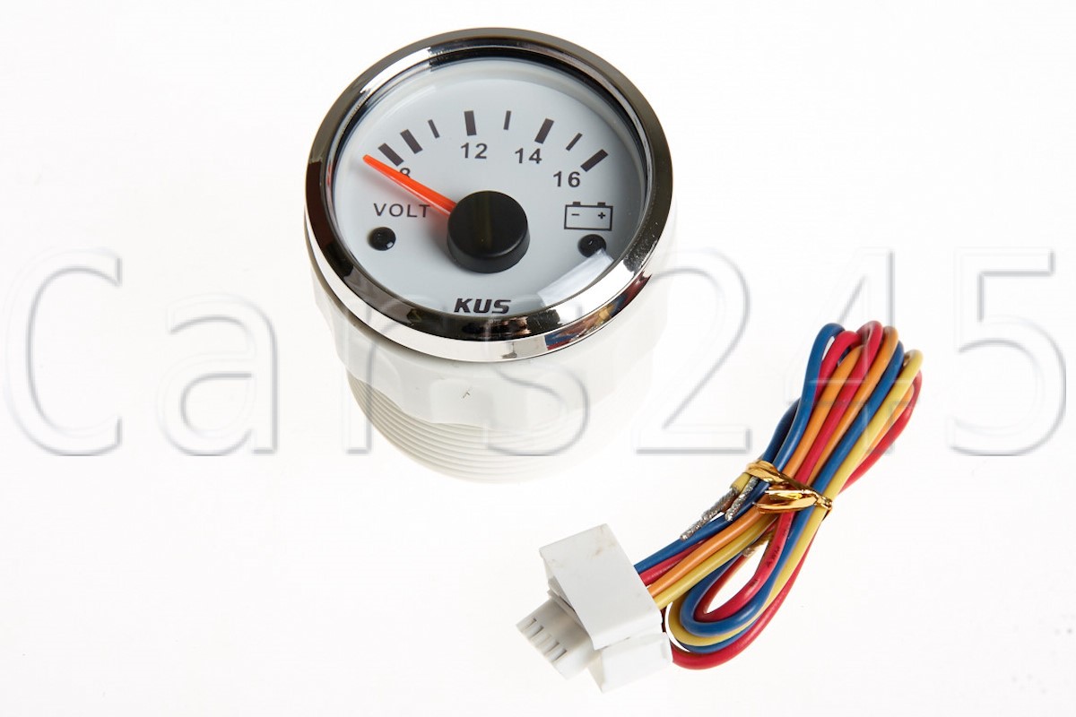KUS 2 Inch (52mm) Voltmeter Gauge - 12V, 8-16V Range, LED Backlight (Red Or Yellow), IP67 Waterproof, CPVR-WS Model - View #6