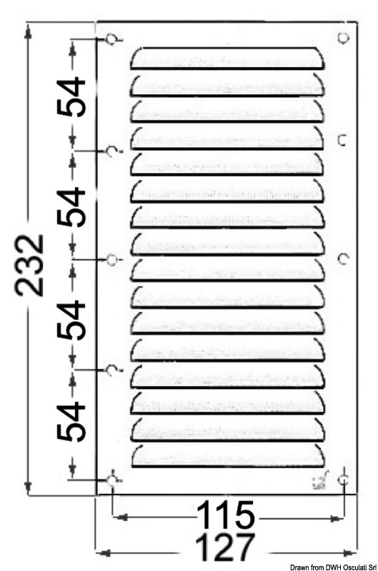 Osculati Edelstahl Lüftungsgitter 152x76 Mm – Poliert Mit Verstellbaren Lamellen