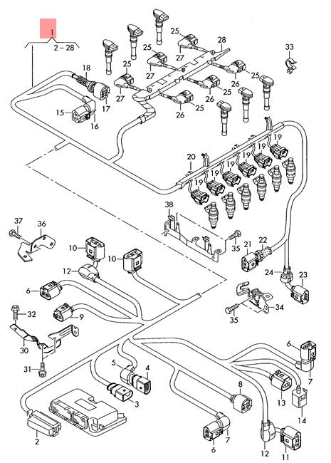 Genuine VW AUDI Eos Golf R32 Gti Rabbit wiring set for engine