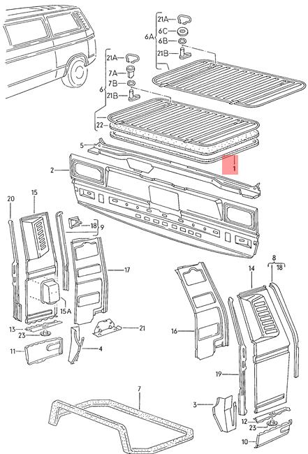 Genuine VW Typ 2 Syncro Vanagon seal for engine compartment lid