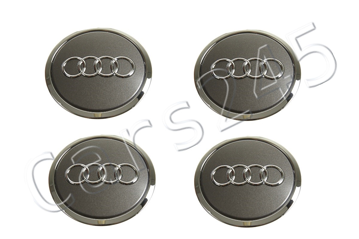 Genuine Wheel Center Hub Caps 4x SET Gray Metallic AUDI A4 A6 A8 Q3 TT