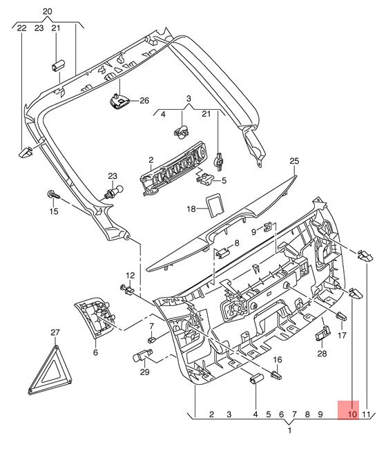 Genuine Clip 4-door center lower side upper upper centre AUDI VW ...